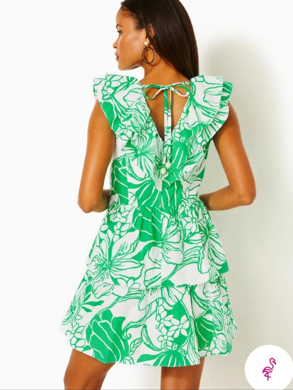Lilly Pulitzer "Spearmint Oversized Kiss My Tulips" green floral tiered dress